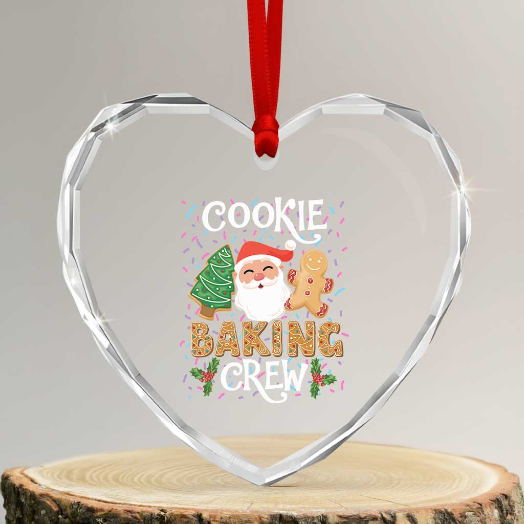 Xmas Baking Crew Heart Crystal Glass Ornament Cute Cookie Santa Gingerbread TS09 Transparent Glass 3'' Heart Print Your Wear