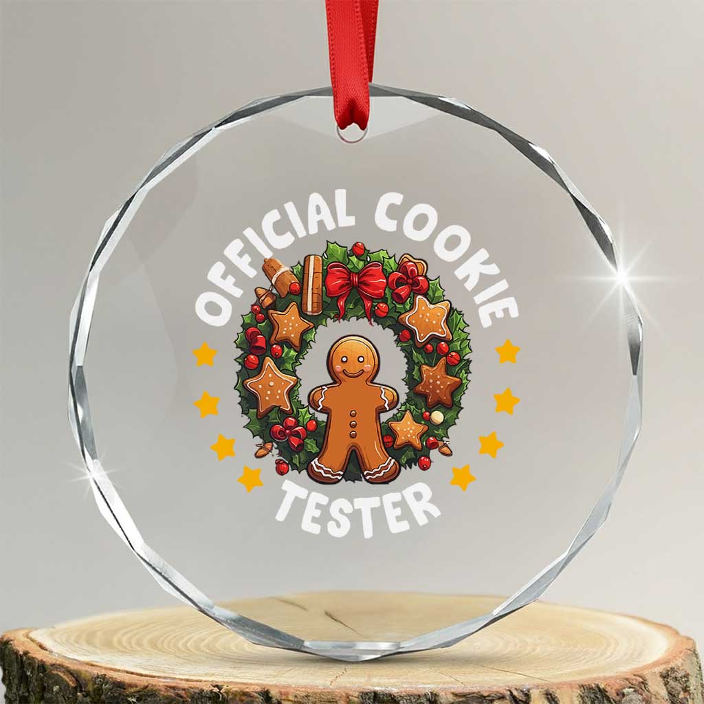 Xmas Baking Crystal Glass Ornament Official Cookie Tester Gingerbread Men TS09 Transparent Glass 3'' Circle Print Your Wear