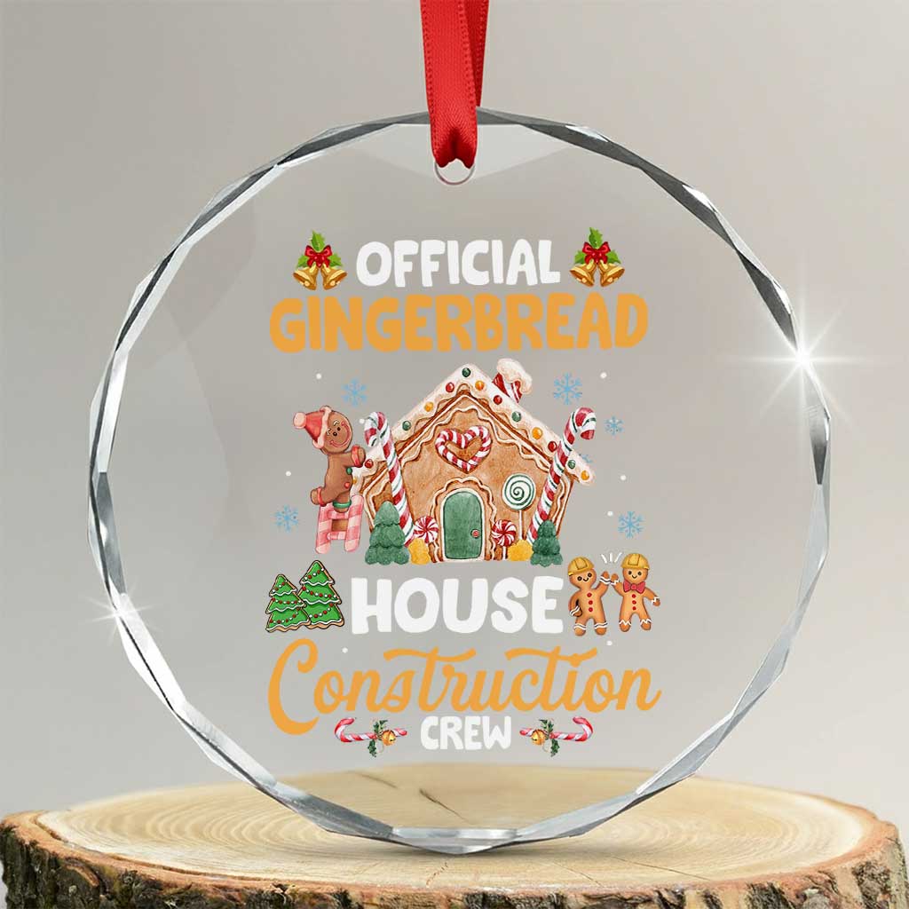 Xmas Baking Crystal Glass Ornament Official Gingerbread House Construction Crew TS09 Transparent Glass 3'' Circle Print Your Wear