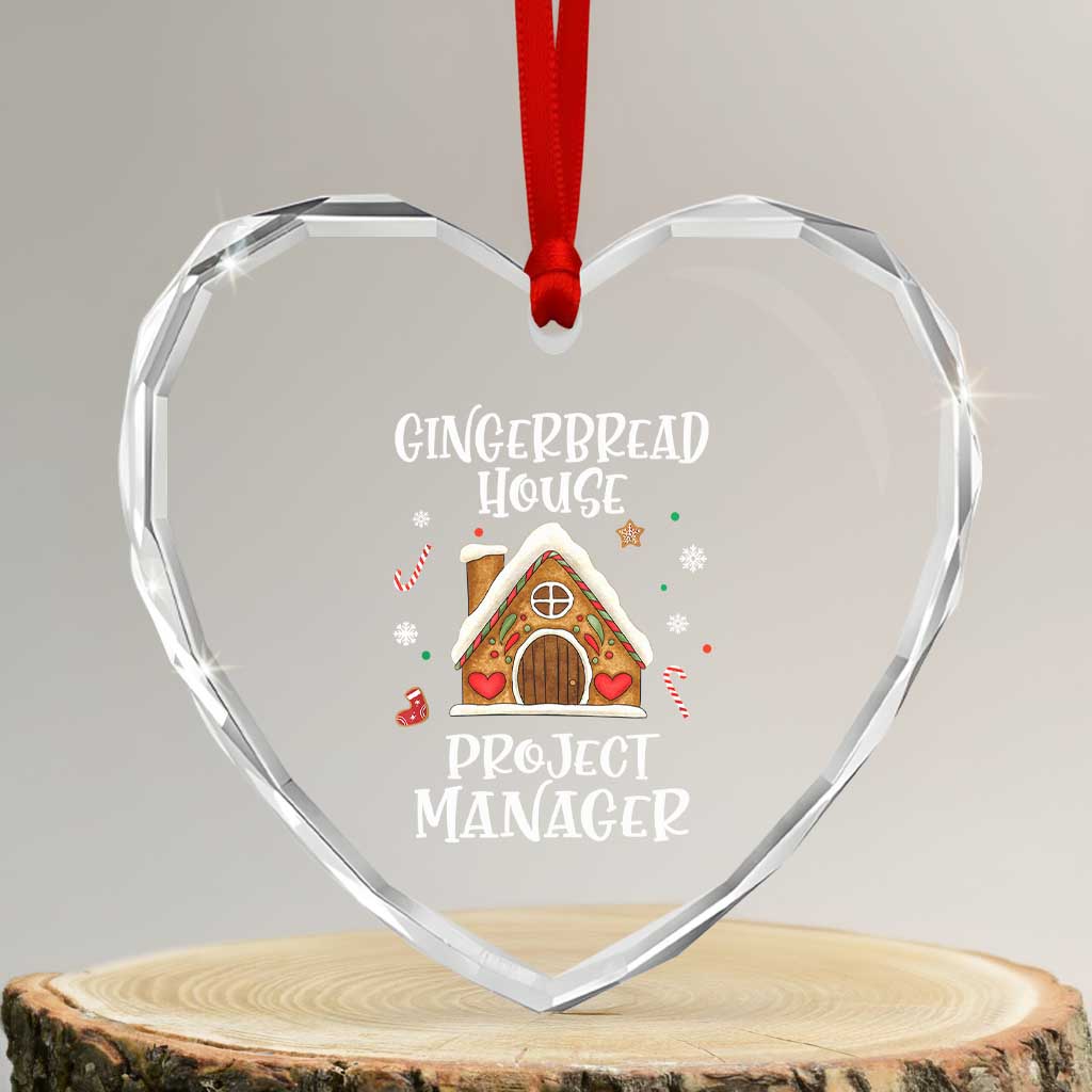 Xmas Baking Heart Crystal Glass Ornament Gingerbread House Project manager Decorating TS09 Transparent Glass 3'' Heart Print Your Wear