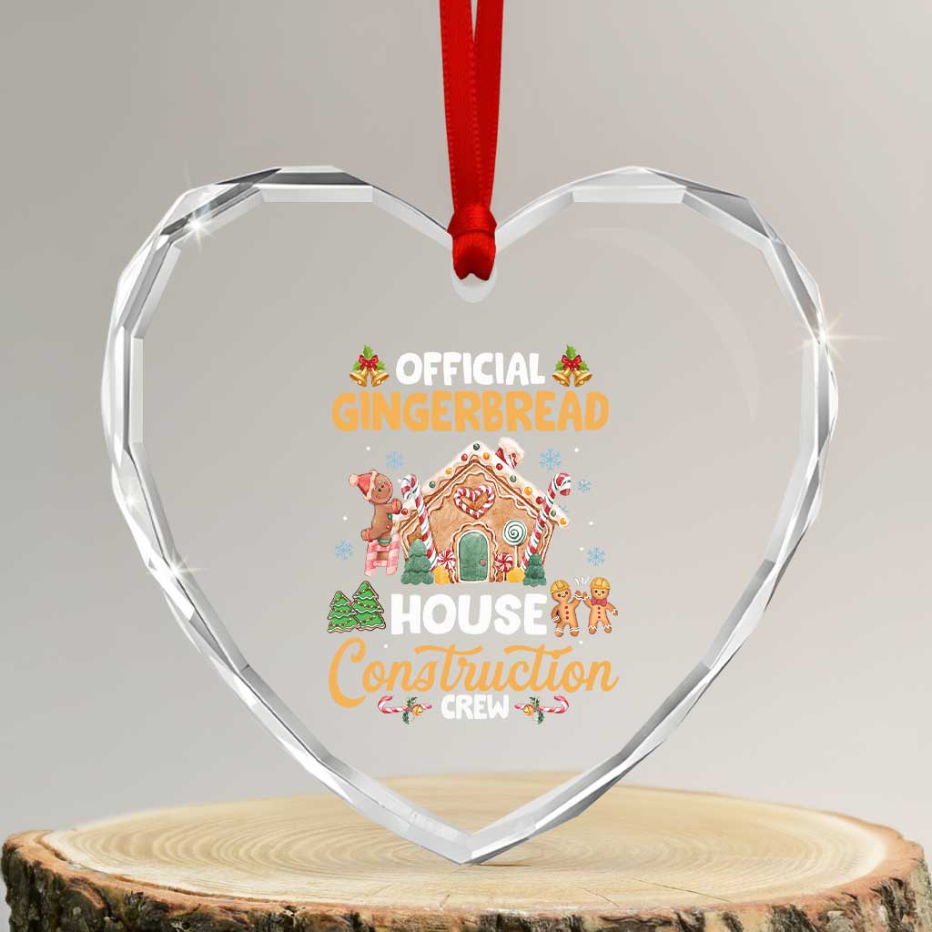 Xmas Baking Heart Crystal Glass Ornament Official Gingerbread House Construction Crew TS09 Transparent Glass 3'' Heart Print Your Wear