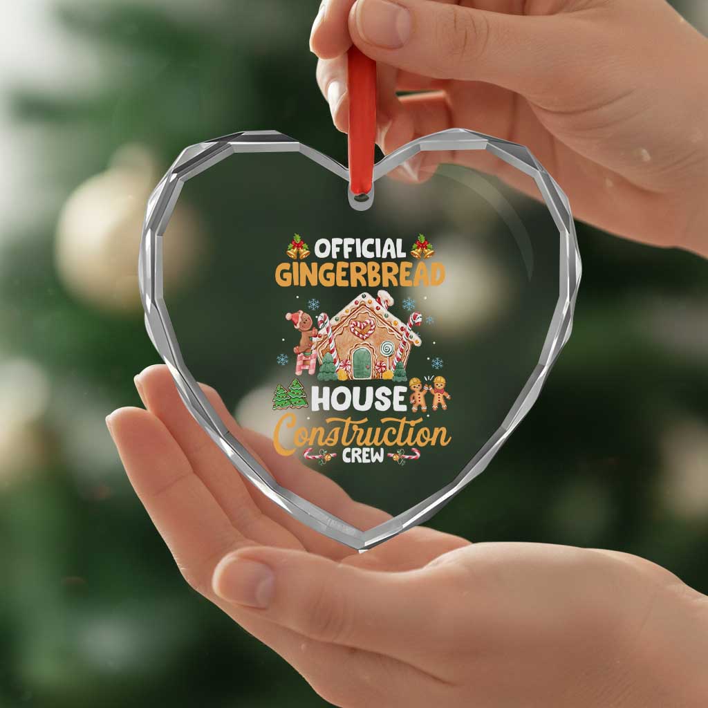 Xmas Baking Heart Crystal Glass Ornament Official Gingerbread House Construction Crew TS09 Print Your Wear