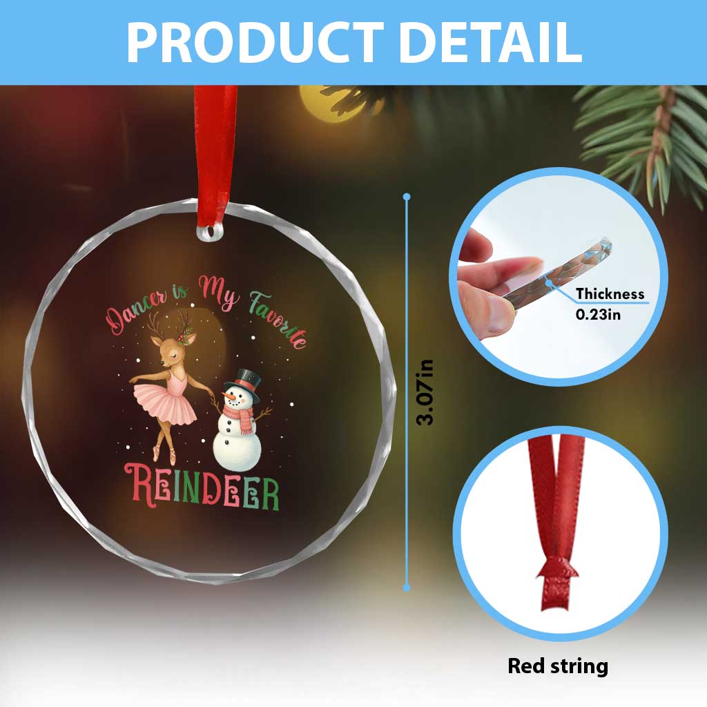 Xmas Ballet Reindeer Crystal Glass Ornament Dancer Is My Favorite Reindeer Gift TS12 Print Your Wear