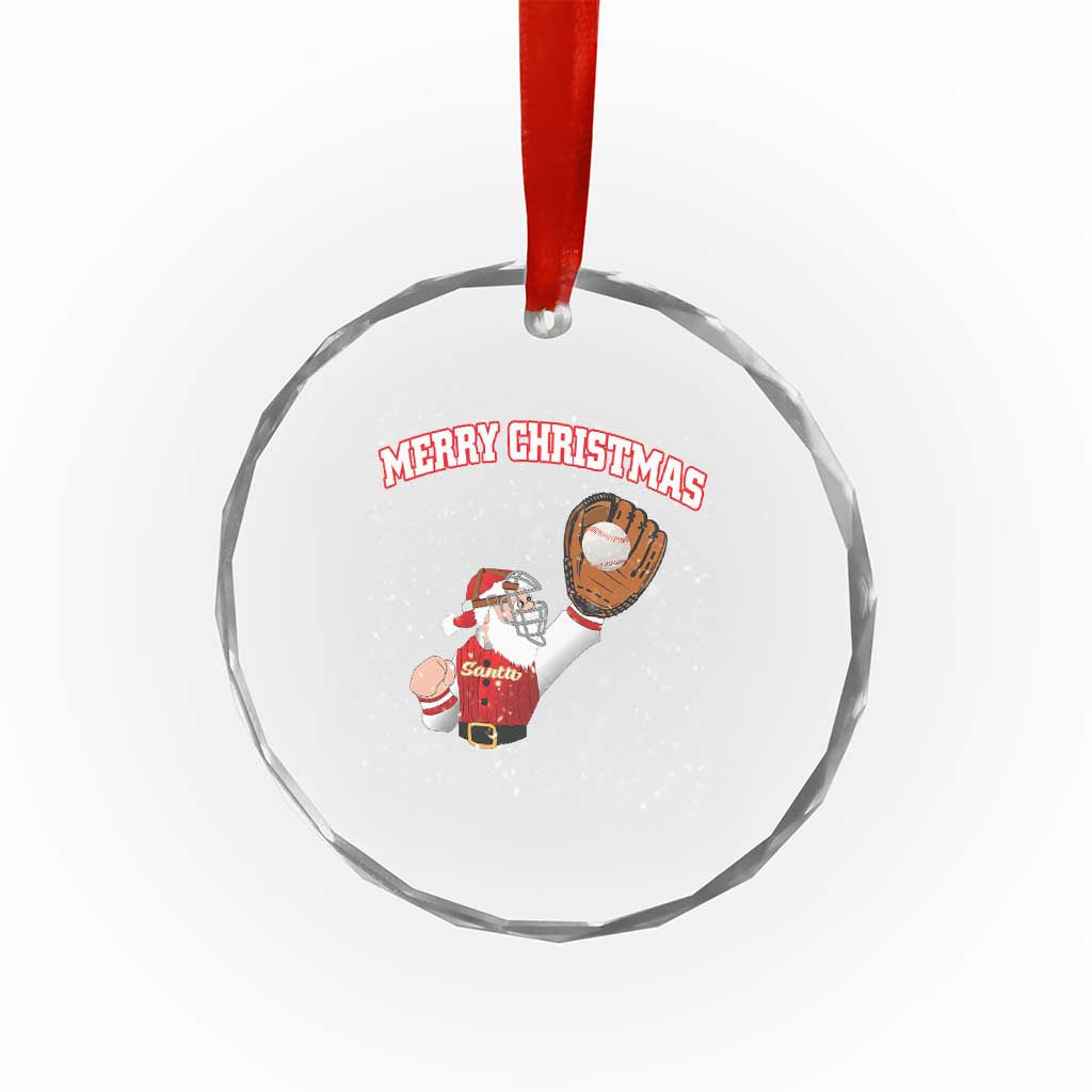 Xmas Baseball Crystal Glass Ornament Funny Santa Playing Baseball Merry Christmas TS09 Print Your Wear