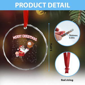 Xmas Baseball Crystal Glass Ornament Funny Santa Playing Baseball Merry Christmas TS09 Print Your Wear