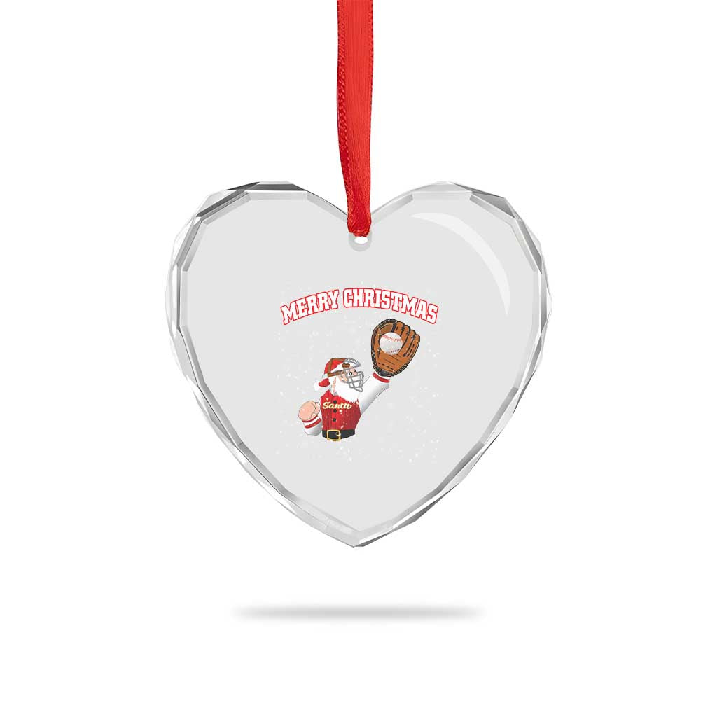 Xmas Baseball Heart Crystal Glass Ornament Funny Santa Playing Baseball Merry Christmas TS09 Print Your Wear