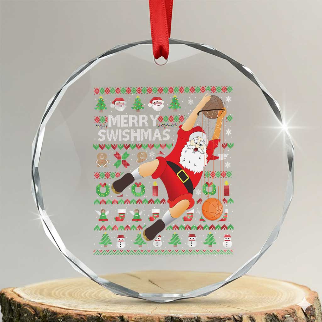 Xmas Basketball Crystal Glass Ornament Merry Swishmas Santa Baseketball Player TS09 Transparent Glass 3'' Circle Print Your Wear