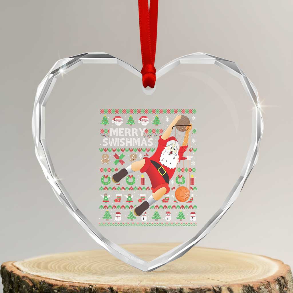 Xmas Basketball Heart Crystal Glass Ornament Merry Swishmas Santa Baseketball Player TS09 Transparent Glass 3'' Heart Print Your Wear