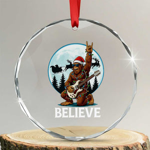 Xmas Bigfoot Crystal Glass Ornament Believe Funny Santa Rock N Roll TS12 Transparent Glass 3'' Circle Print Your Wear