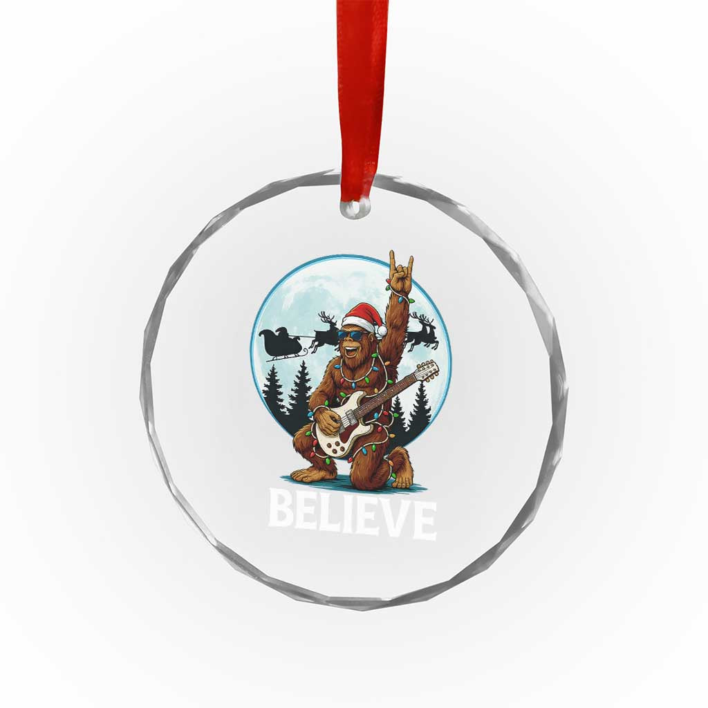 Xmas Bigfoot Crystal Glass Ornament Believe Funny Santa Rock N Roll TS12 Transparent Glass 3'' Circle Print Your Wear