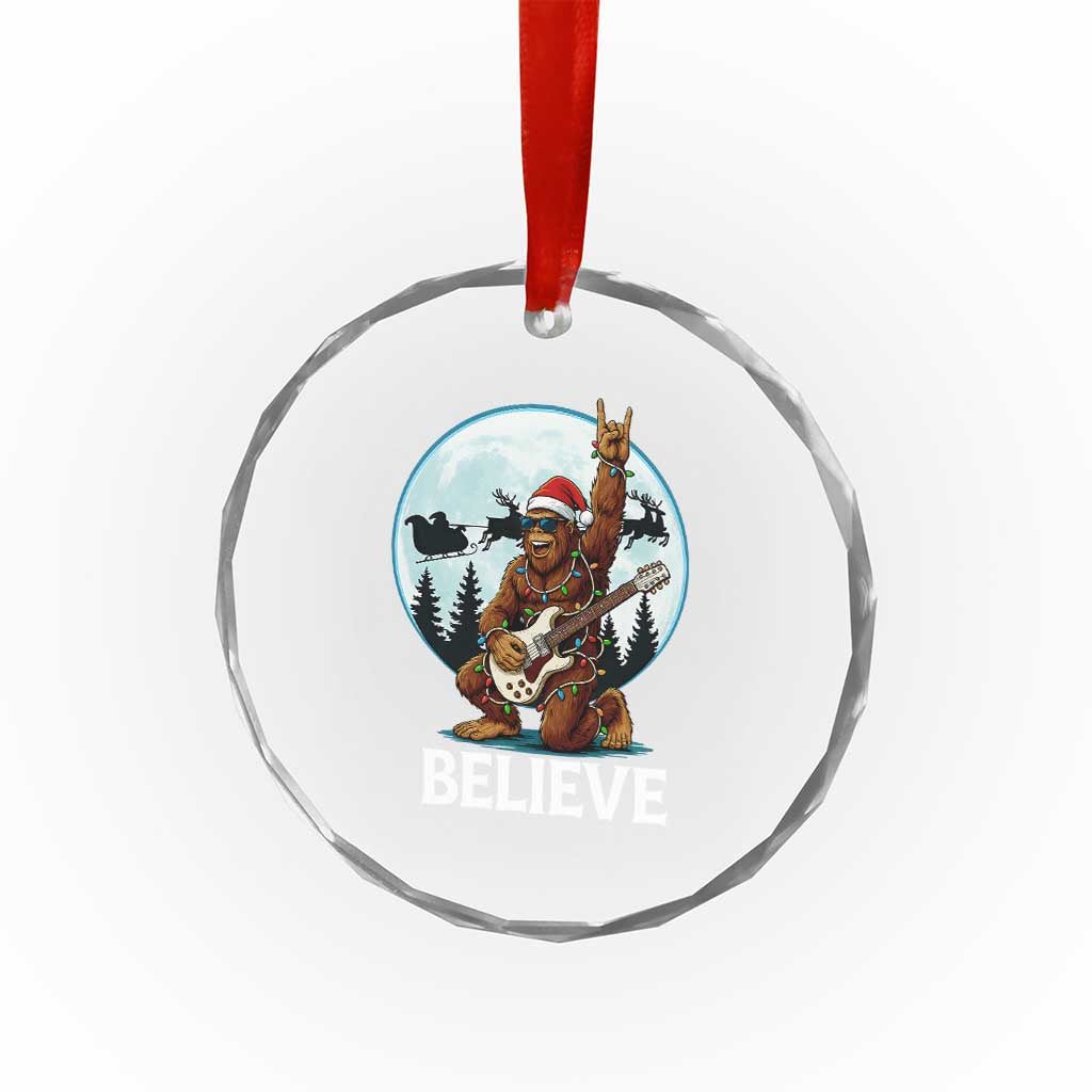 Xmas Bigfoot Crystal Glass Ornament Believe Funny Santa Rock N Roll TS12 Print Your Wear