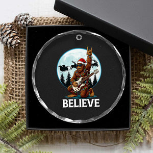 Xmas Bigfoot Crystal Glass Ornament Believe Funny Santa Rock N Roll TS12 Print Your Wear