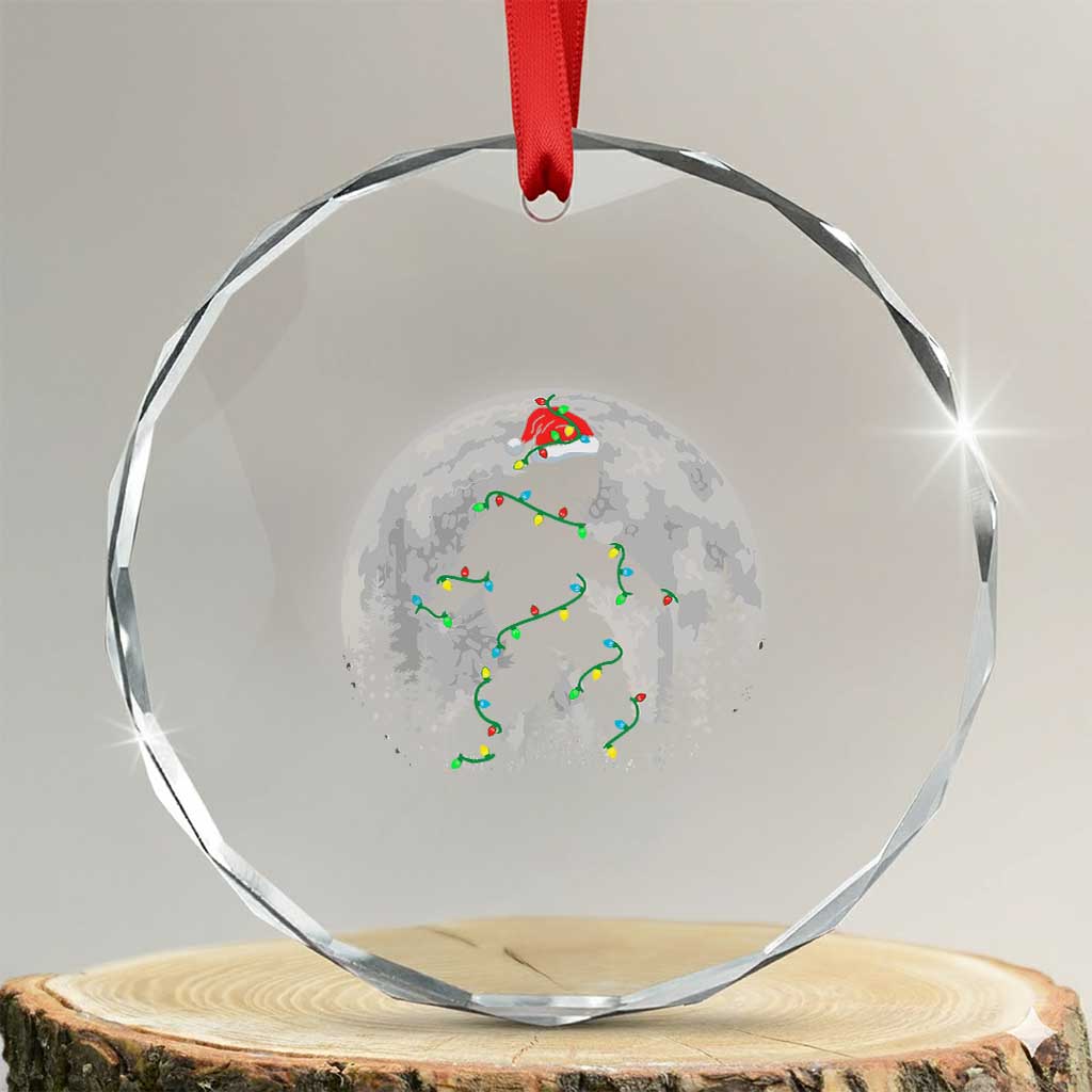Xmas Bigfoot Crystal Glass Ornament Sasquatch with Santa Hat Xmas Tree Lights TS02 Transparent Glass 3'' Circle Print Your Wear