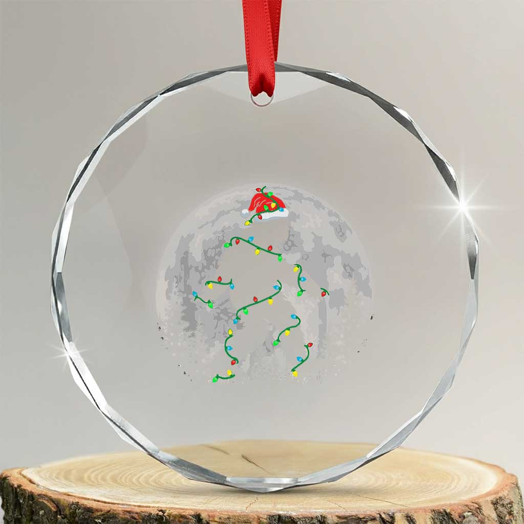 Xmas Bigfoot Crystal Glass Ornament Sasquatch with Santa Hat Xmas Tree Lights TS02 Transparent Glass 3'' Circle Print Your Wear