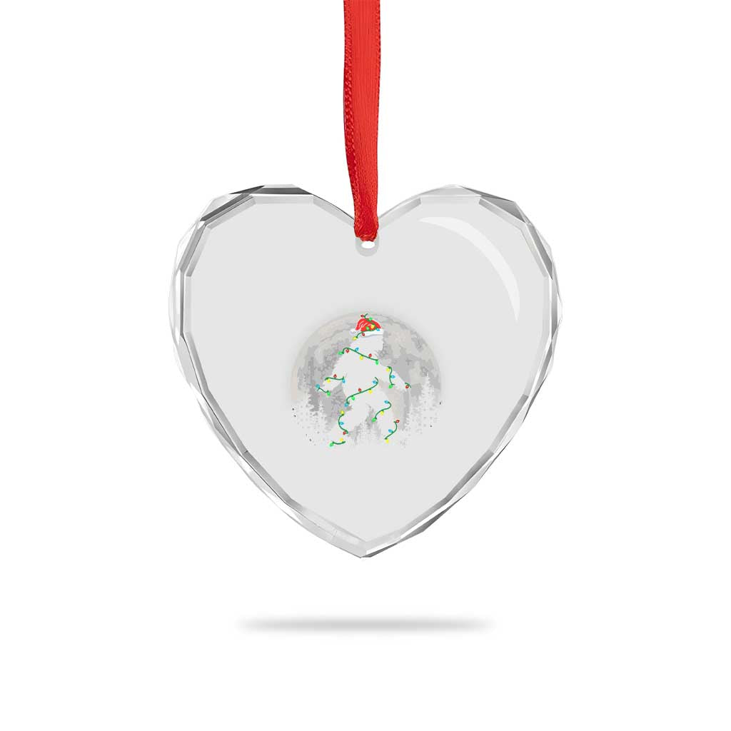 Xmas Bigfoot Heart Crystal Glass Ornament Sasquatch with Santa Hat Xmas Tree Lights TS02 Print Your Wear