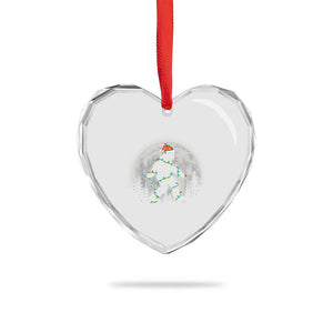 Xmas Bigfoot Heart Crystal Glass Ornament Sasquatch with Santa Hat Xmas Tree Lights TS02 Print Your Wear