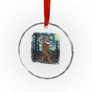 Xmas Bigfoot Starry Night Crystal Glass Ornament Sasquatch Santa Hat Sasquatch Van Gogh Sky Painting Art TS10 Print Your Wear