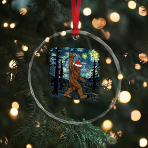 Xmas Bigfoot Starry Night Crystal Glass Ornament Sasquatch Santa Hat Sasquatch Van Gogh Sky Painting Art TS10 Print Your Wear