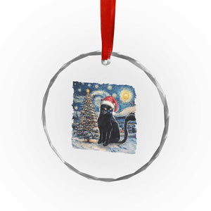 Xmas Black Cat Crystal Glass Ornament Meowy Catmas Starry Night Santa Cat TS09 Print Your Wear
