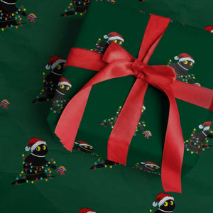 Xmas Black Cat Wrapping Paper Roll Knock Over Elephant Funny Xmas TS02 Green Print Your Wear