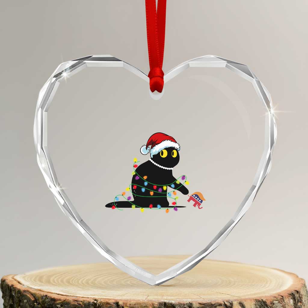 Xmas Black Cat Heart Crystal Glass Ornament Knock Over Elephant Funny Xmas TS02 Transparent Glass 3'' Heart Print Your Wear