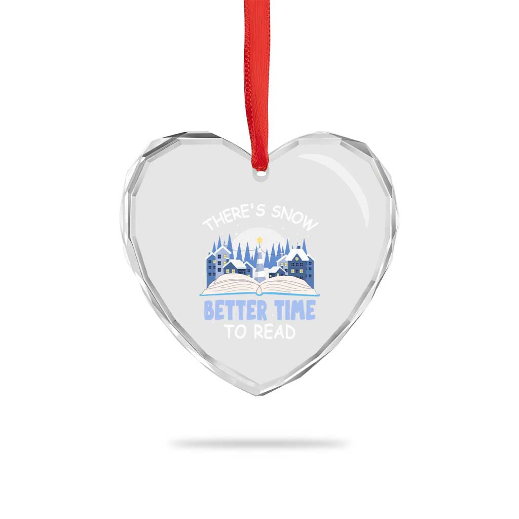 Xmas Book Lover Heart Crystal Glass Ornament There's Snow Better Time To Read TS09 Print Your Wear