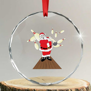 Xmas Bowling Crystal Glass Ornament Funny Santa Playing Bowling Merry Christmas TS09 Transparent Glass 3'' Circle Print Your Wear