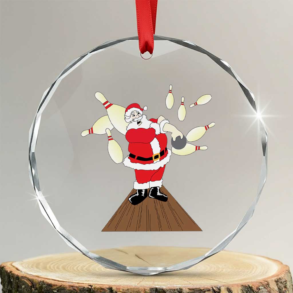 Xmas Bowling Crystal Glass Ornament Funny Santa Playing Bowling Merry Christmas TS09 Transparent Glass 3'' Circle Print Your Wear
