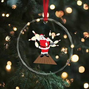 Xmas Bowling Crystal Glass Ornament Funny Santa Playing Bowling Merry Christmas TS09 Print Your Wear