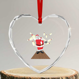 Xmas Bowling Heart Crystal Glass Ornament Funny Santa Playing Bowling Merry Christmas TS09 Transparent Glass 3'' Heart Print Your Wear