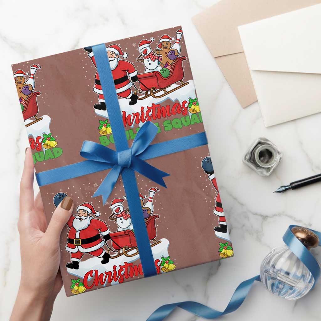 Xmas Bowling Squad Wrapping Paper Roll Funny Holiday Bowler TS12 Mocha Print Your Wear