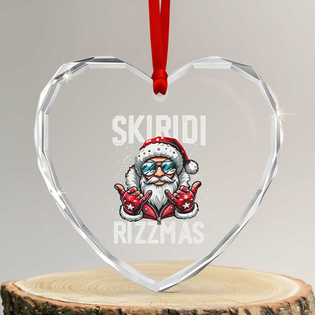 Xmas Bruh Heart Crystal Glass Ornament Green Xmas Santa Hat Festive Vibe TS02 Transparent Glass 3'' Heart Print Your Wear