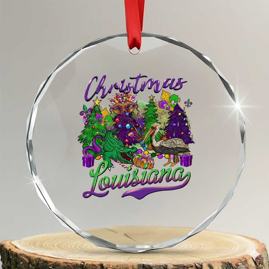 Xmas Cajun Louisiana Saint Symbol Alligator Pelican Xmas Tree Crystal Glass Ornament TS11 Transparent Glass 3'' Circle Print Your Wear