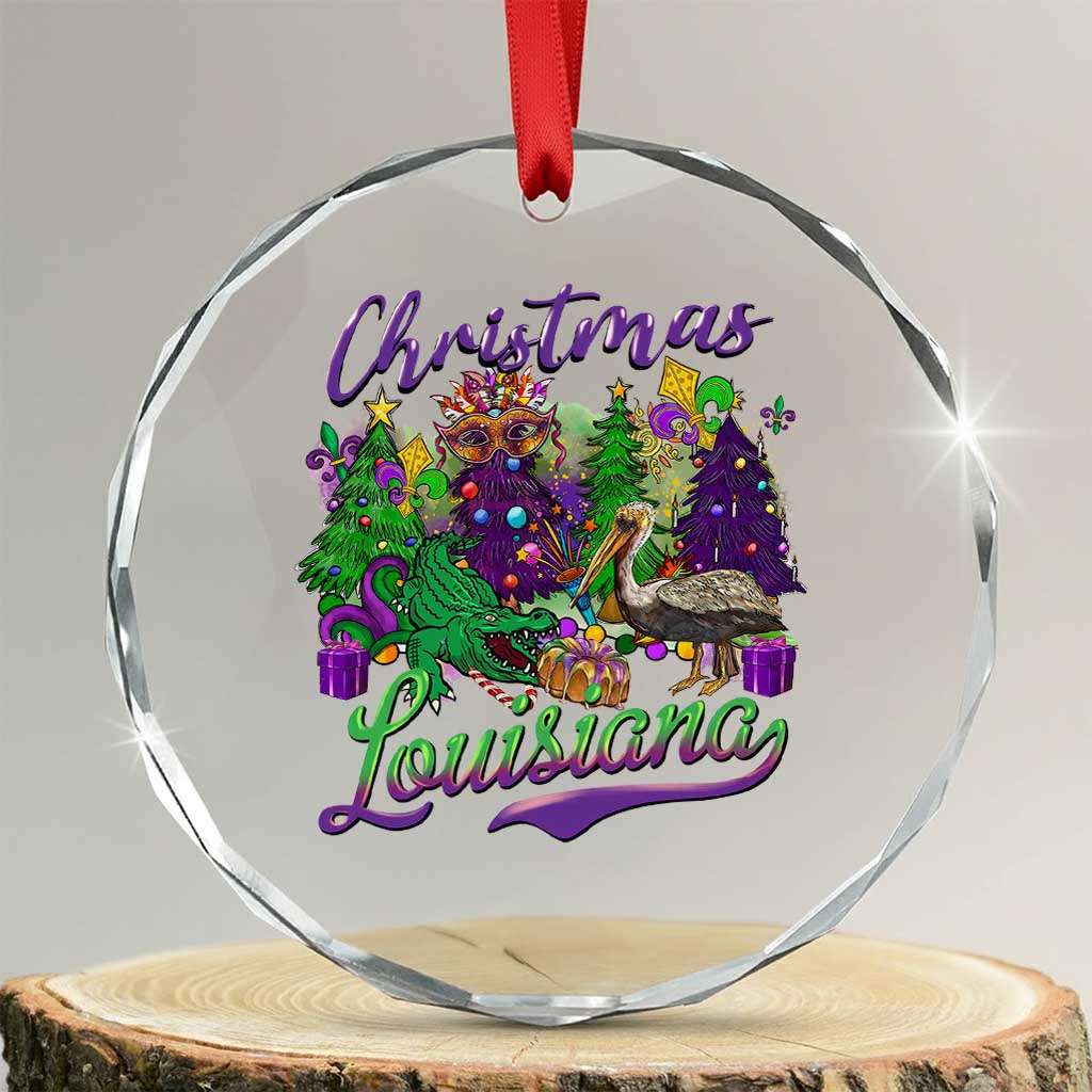 Xmas Cajun Louisiana Saint Symbol Alligator Pelican Xmas Tree Crystal Glass Ornament TS11 Transparent Glass 3'' Circle Print Your Wear