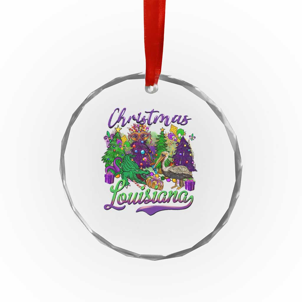 Xmas Cajun Louisiana Saint Symbol Alligator Pelican Xmas Tree Crystal Glass Ornament TS11 Print Your Wear