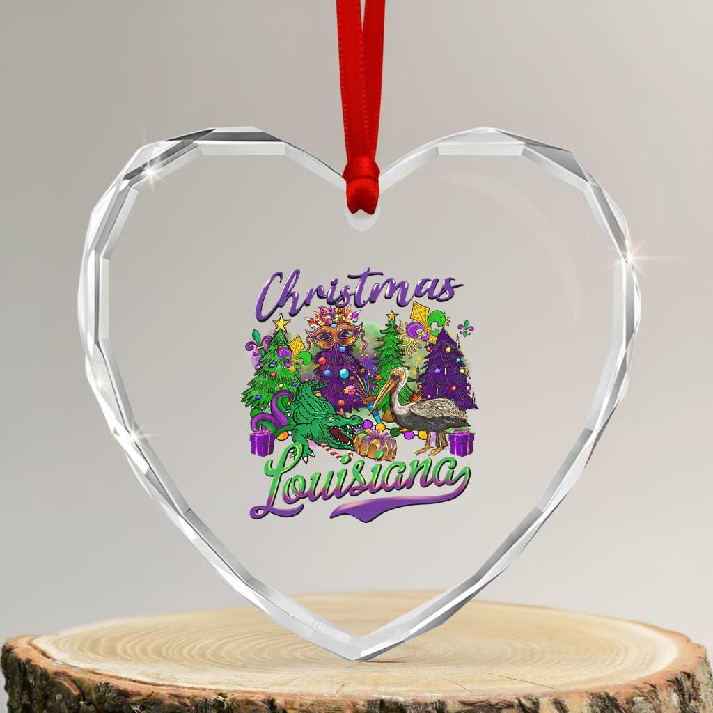 Xmas Cajun Louisiana Saint Symbol Alligator Pelican Xmas Tree Heart Crystal Glass Ornament TS11 Transparent Glass 3'' Heart Print Your Wear
