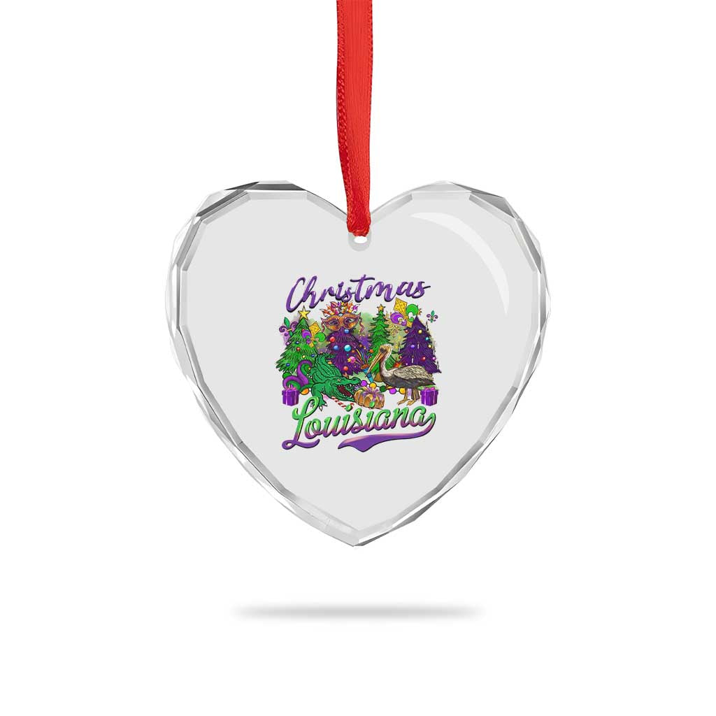 Xmas Cajun Louisiana Saint Symbol Alligator Pelican Xmas Tree Heart Crystal Glass Ornament TS11 Print Your Wear