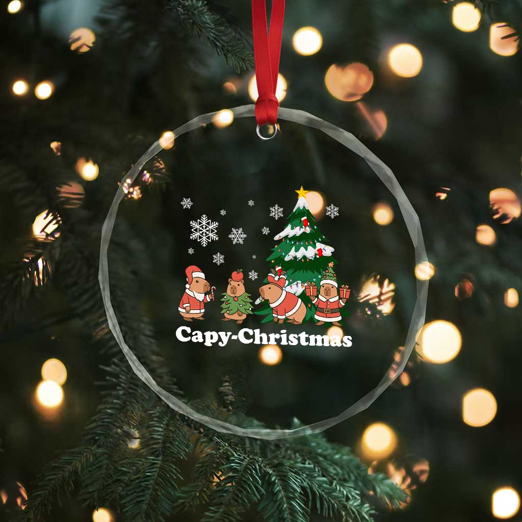 Xmas Capybara Crystal Glass Ornament Funny Capy Xmas Gift Idea TS12 Print Your Wear