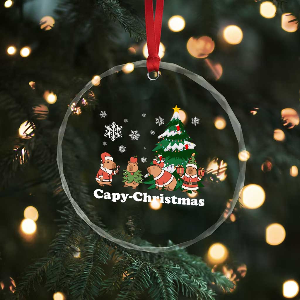 Xmas Capybara Crystal Glass Ornament Funny Capy Xmas Gift Idea TS12 Print Your Wear