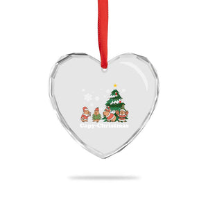 Xmas Capybara Heart Crystal Glass Ornament Funny Capy Xmas Gift Idea TS12 Print Your Wear