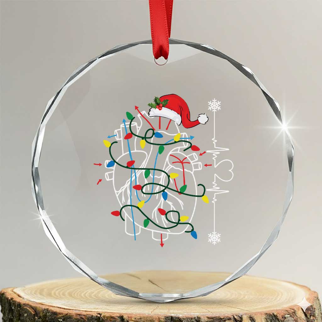 Xmas Cardiac Nurse Crystal Glass Ornament Anatomical Xmas Heart Anatomy TS10 Transparent Glass 3'' Circle Print Your Wear