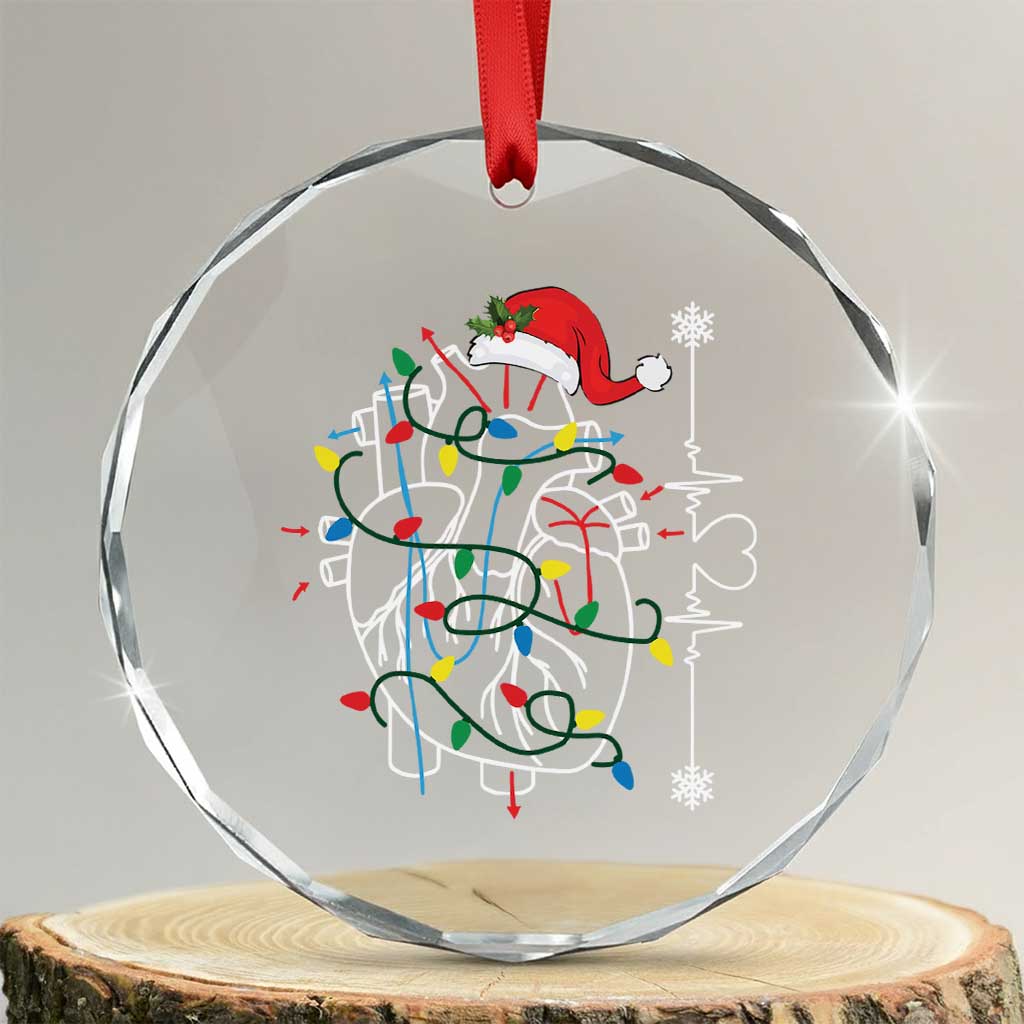 Xmas Cardiac Nurse Crystal Glass Ornament Anatomical Xmas Heart Anatomy TS10 Transparent Glass 3'' Circle Print Your Wear