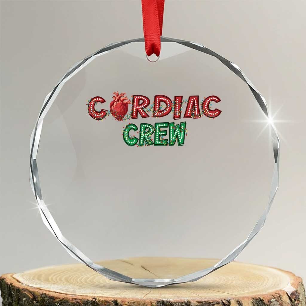Xmas Cardiac Nurse Crystal Glass Ornament Cardiac Crew Anatomical Xmas Heart Anatomy Nurse Gift TS10 Transparent Glass 3'' Circle Print Your Wear