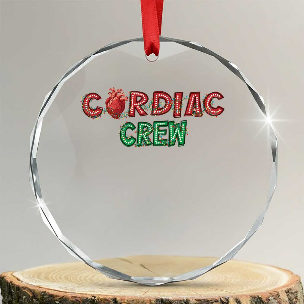 Xmas Cardiac Nurse Crystal Glass Ornament Cardiac Crew Anatomical Xmas Heart Anatomy Nurse Gift TS10 Transparent Glass 3'' Circle Print Your Wear
