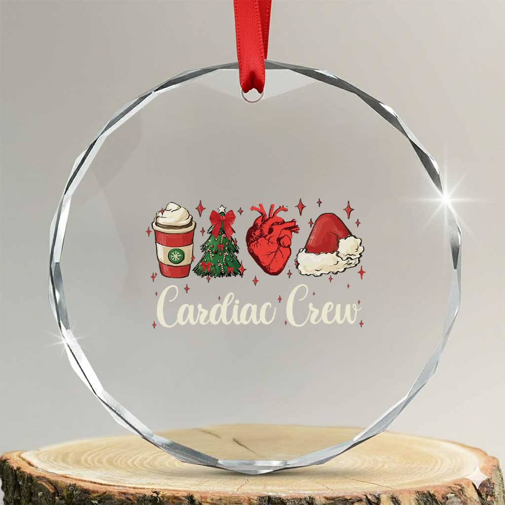 Xmas Cardiac Nurse Crystal Glass Ornament Cardiac Crew Anatomical Xmas Heart Anatomy Tree Bow TS10 Transparent Glass 3'' Circle Print Your Wear