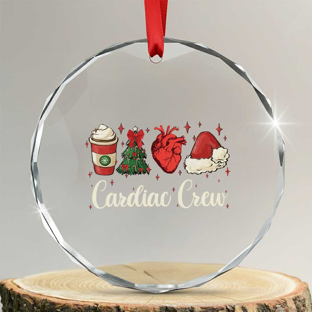 Xmas Cardiac Nurse Crystal Glass Ornament Cardiac Crew Anatomical Xmas Heart Anatomy Tree Bow TS10 Transparent Glass 3'' Circle Print Your Wear