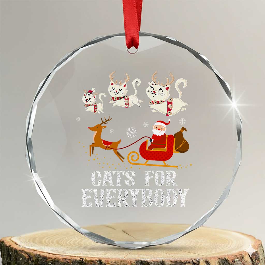 Xmas Cat Crystal Glass Ornament Cats For Everybody Santa Reindeer TS09 Transparent Glass 3'' Circle Print Your Wear