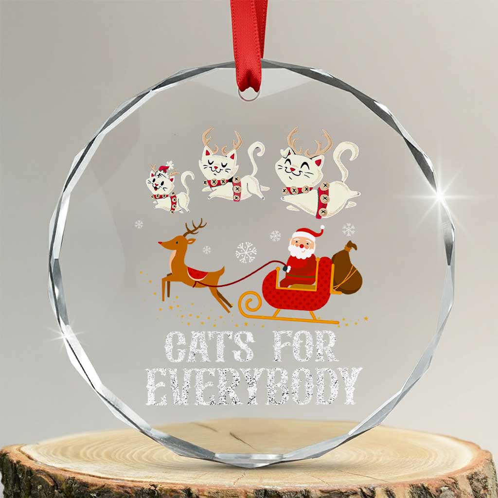 Xmas Cat Crystal Glass Ornament Cats For Everybody Santa Reindeer TS09 Transparent Glass 3'' Circle Print Your Wear
