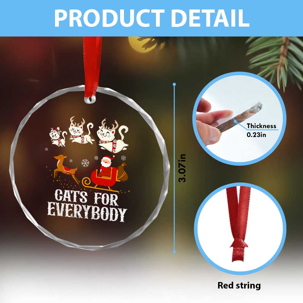 Xmas Cat Crystal Glass Ornament Cats For Everybody Santa Reindeer TS09 Print Your Wear