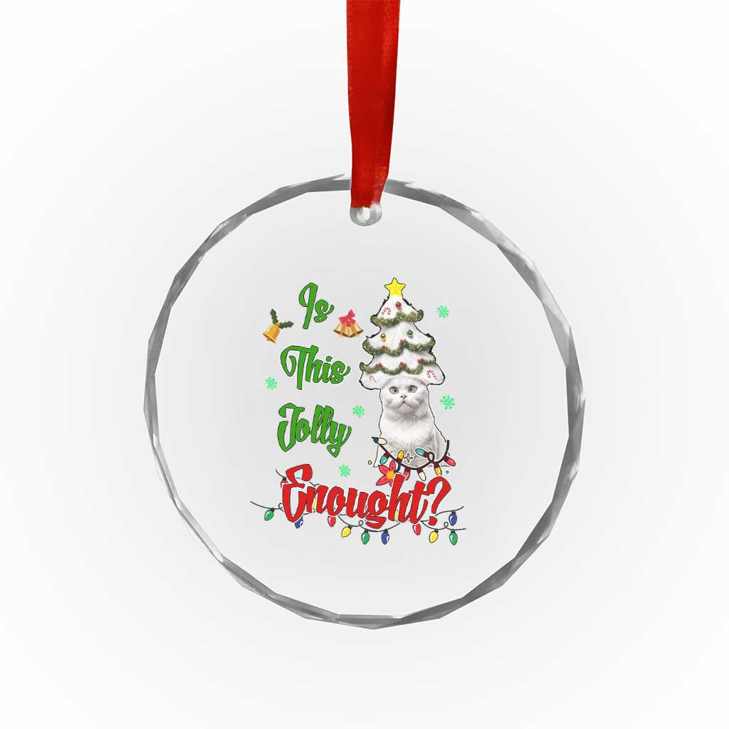 Xmas Cat Crystal Glass Ornament Is This Jolly Enough TS09 Print Your Wear